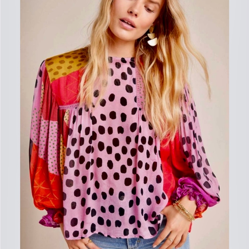 Anthropologie Small BL-NK Miranda Peasant Blouse